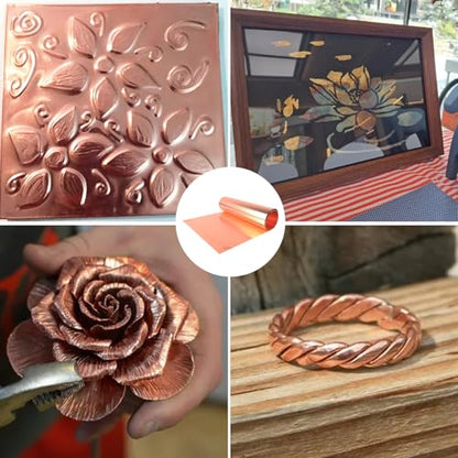 Versatile Copper Sheet for Crafting and Electrical Projects - 44 Gauge(0.05mm), 8in x 10ft, Waterproof & Heat-Resistant Copper Mesh Roll - color: 44 Gauge(0.05mm) x 8in x 10ft - Bronze