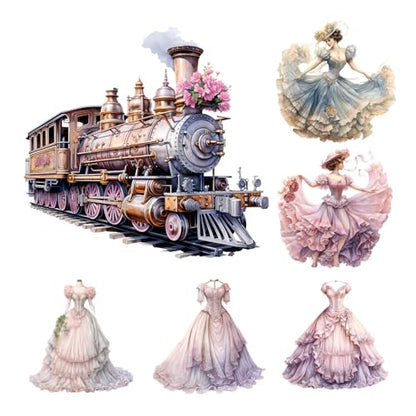 XERE 114 Pcs Pastel Victorian Era Scrapbook Stickers Set, Aesthetic Sticker for Scrapbooking and Journaling, Junk Journal Supplies, Bullet Journals Materials, Planner Arts Craft Collage Supplies - color: Pastel