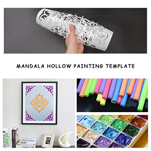 9 Pcs Mandala Stencils, 12x12 Inch Reusable Painting Template for DIY Craft | Pet Material, Smooth Edges, Reusable 9 Patterns Design, Washable, for Wood, Rock, Fabric, Walls, Window, Cards and Drawing - style: Large Mandala Stencils