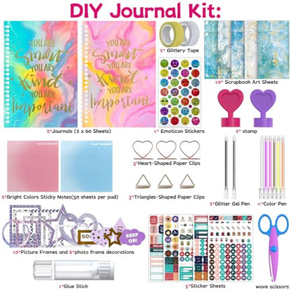 SUPMANGO 2-Pack DIY Journal Kit for Girls Ages 8-14,DIY Journal Set Stationary Birthday Gifts Ideas for Girls,Art Crafts for Tween Kid Scrapbook & Diary Supplies Set