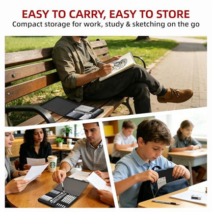 WUO 0.5 mm Mechanical Pencil Set with Eraser Pen Storage Case, 6 PCS | Metal Drafting Pencils, 360 HB Lead Refills, 3x4B Erasers, 12 Eraser Refills for School Artist Writing Drawing Sketching - color: Black 4 - 0.5mm (6 Pack)