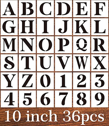 Letter Stencils for Painting 10" Alphabet Stencils | Reusable Large Letters Stencil for Painting on Wood Wall Fabrics DIY Crafts - size: 10inch