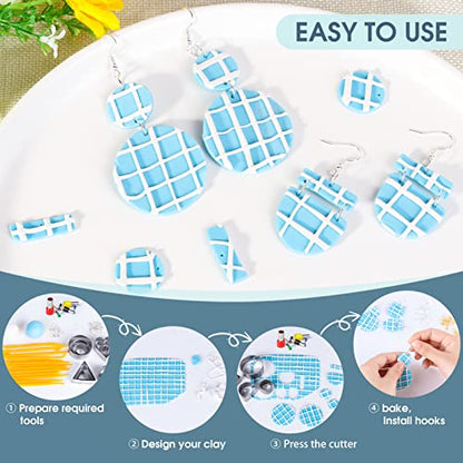 Clay Earring Making kit,32 Cutters,24 Clay,30 Hooks&Rings,Gift Box for Teen