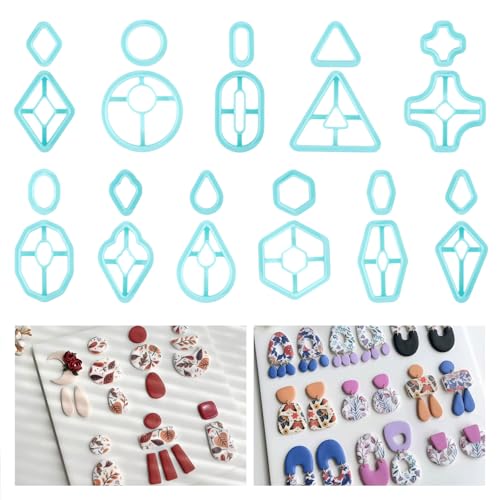 ORIGACH 22 Pcs Geometric Polymer Clay Cutters Set | Boho Studs Polymer Clay Cutters Set Different Geometrical Shapes for Earring Making - style: Basic Geometric