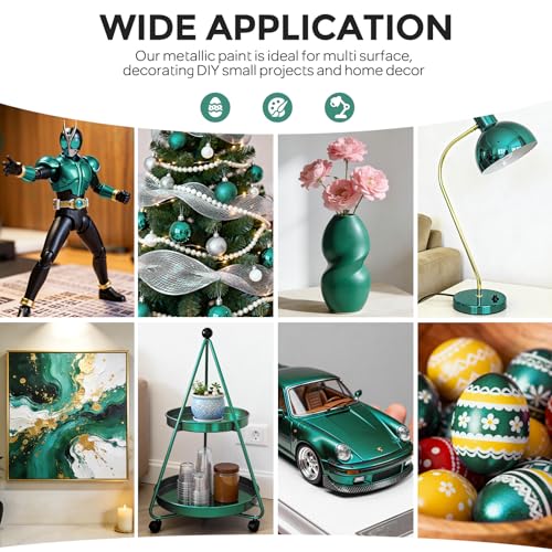 Nicpro Metallic Emerald Green Acrylic Paint, 8.45oz/250ml Craft Paints | Large, Non Toxic, Non Fading Pearlescent Paint for Metal, Wood, Clay, Canvas, Ceramic, Furniture, Handcrafts, Art Supplies - color: Metallic Emerald Green, size: 8.45 Fl Oz (Pack of