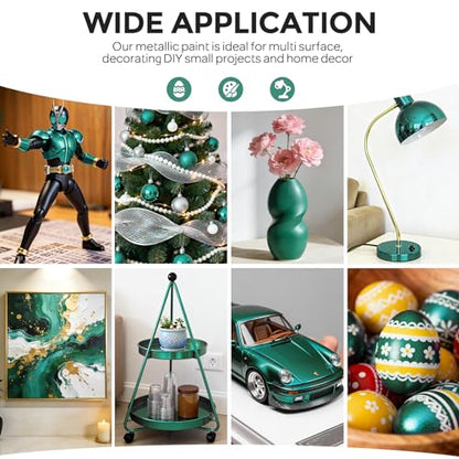 Nicpro Metallic Emerald Green Acrylic Paint, 8.45oz/250ml Craft Paints | Large, Non Toxic, Non Fading Pearlescent Paint for Metal, Wood, Clay, Canvas, Ceramic, Furniture, Handcrafts, Art Supplies - color: Metallic Emerald Green, size: 8.45 Fl Oz (Pack of