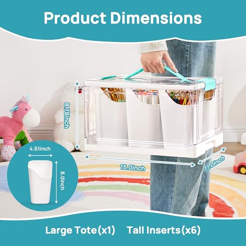 Vtopmart 24 QT Clear Plastic Craft Organizer with Detachable Inserts,1 Pack