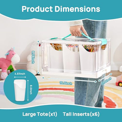 Vtopmart 24 QT Clear Plastic Craft Organizer with Detachable Inserts,1 Pack