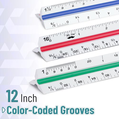 Mr. Pen Architectural Scale Ruler, 12 Inch, Silver - color: Silver, size: 1 Pack