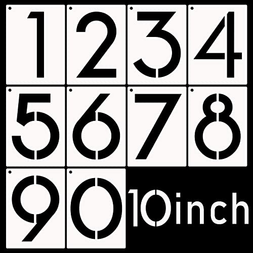 DXCYZ 10 Inch Large Number Stencils Kit 0-9 Address Number Stencil, 10PCS Reusable Plastic Painting Number Templates for Mailbox Signs, Door, Cars, Trucks, Home, Window (10" Tall) - size: 10 Inch