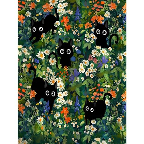 Black Cat Diamond Art Kits for Adults, Diamond Painting for Beginner 5DDIY | Cute Diamond Dots Full Drill Crafts for Gem Art Dot Art for Adults Home Wall Decor for Teens Boys Girls 12x16inch - color: DP-53