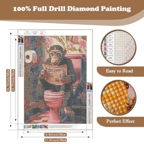 Gorilla Diamond Art Kits for Adults, Animals 5D Diamond Painting Kits - color: CM086