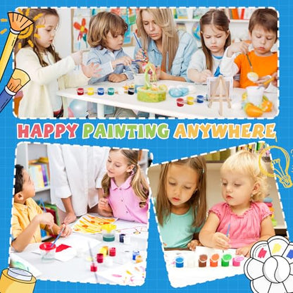 ESRICH 24 Set Mini Acrylic Paint Kit, Mini Stretched Canvas with Easel | Acrylic Paint Strips, Paint Palettes, Painting Brushes, Mini Canvas and Easel Set for Kids Artists Beginner, Gift