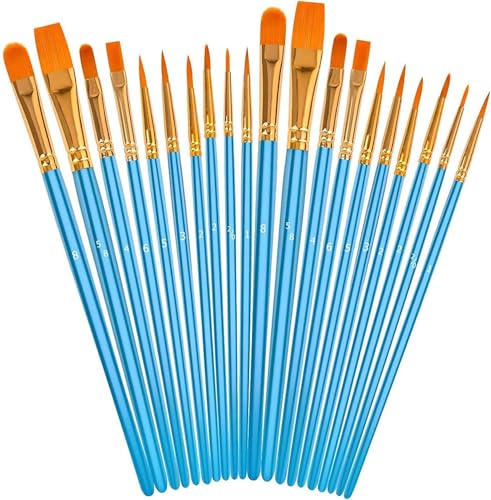 Soucolor 40-Pc Paint Brushes, Round Tip, Acrylic Oil Watercolor, Blue | 40pcs, 10 sizes, soft nylon bristles, nickel ferrules, blue wood handles — ideal for acrylic, oil, face, nail & rock art. - color: Blue, size: 40-Pack