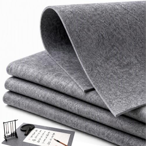 Eorbow 4 Pack Chinese Calligraphy Drawing Felt Mat, 5mm Thick Felt Desk Pad for Sumi Xuan Paper Painting Practice Calligraphy Writing Japanese Drawing, 19.6 x 27.5 inch (50 x 70cm)