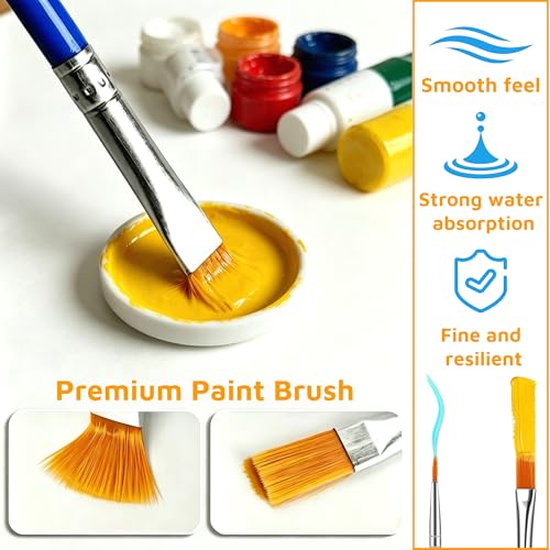 200 Pcs Small Paint Brushes Bulk, 100 Flat & 100 Round Pointed Acrylic Paint Brushes for Kids Classroom, Art Watercolor Brushes for Canvas Face Painting Touch Up