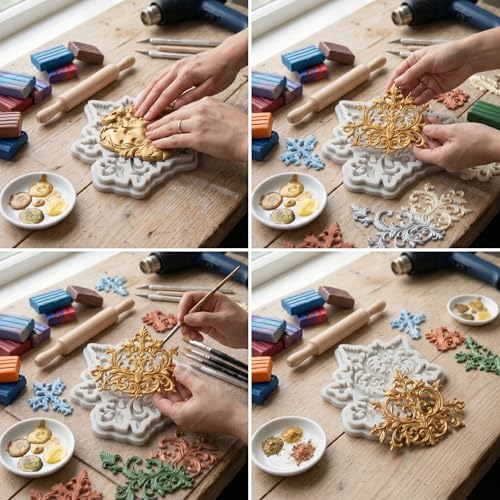 Baroque Polymer Clay Mold Curlicues Scroll Lace Silicone Molds | Jewelry Making Epoxy Resin Casting Air Dry Polymer Clay Craft - color: Style D