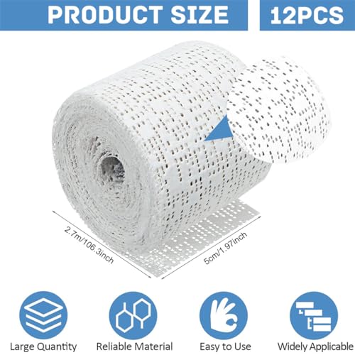12 Pack Plaster Cloth Rolls for Crafts Plaster Gauze Bandages 2" x 106" White Gauze Strips Wrap Bandage