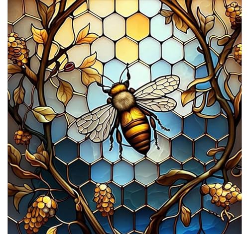 xackcme Paint by Numbers for Adults Bee - Bee Paint by Number on Canvas | DIY Oil Painting for Gift Home Wall Decor, Without Frame (16x16 inch) - color: MT12324