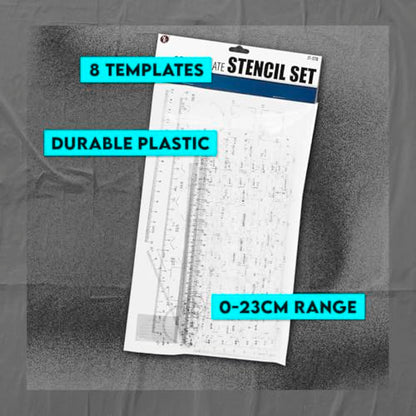 SE 8-Piece Geometric Drawing Template Stencil Set for Crafts, Scrapbooking, and Jewelry Design - JT-ST8