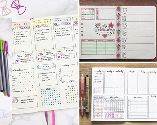 Journal Stencil Set for Dotted Journals, Journalling Supplies/Accessories Kit Includes Daily/Weekly/Monthly Calendars, Icon, Chart, Numbers,Shape