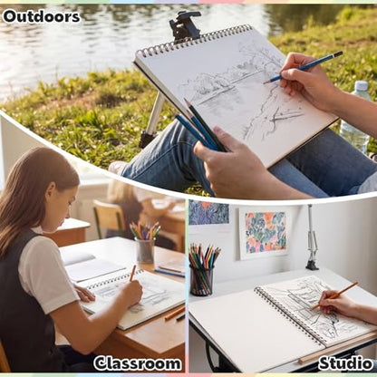 9 x 12 Sketch Book, 2-Pack, 50 Sheets Each, Top Spiral Bound | 100Gsm Perforated Sketch Paper For Pencil, Charcoal, Pen And Pastel; Easy Tear-Out Pages For School, Travel And Practice - size: 9x12