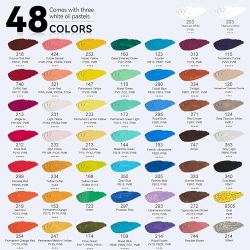 Paul Rubens Oil Pastels Set with 50 Colors Artist Soft Oil Pastels+6 Pcs White Oil Pastels+8.7 x 11.7 Inches Oil Pastel Book（30 Sheets）+5 Palette Knives for Artists, Professionals, Student, Hobbyist | Full Painting Accessories: 6 White Oil Pastels, 8.7 x