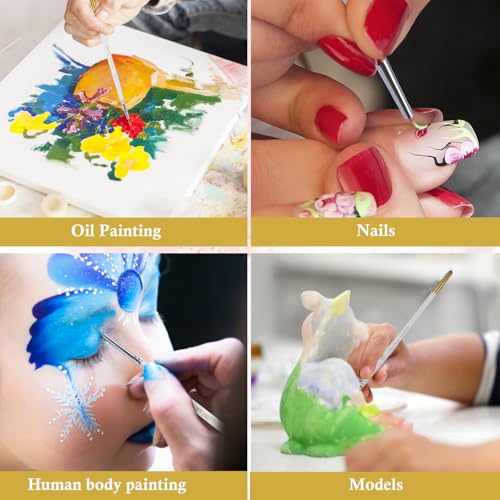 Fine Detail Paint Brush Set, 6 Pieces Miniature Art Brushes for Fine Detailing,Art Painting - Acrylic, Watercolor, Oil - Miniatures, Models, Airplane Kits, Nail