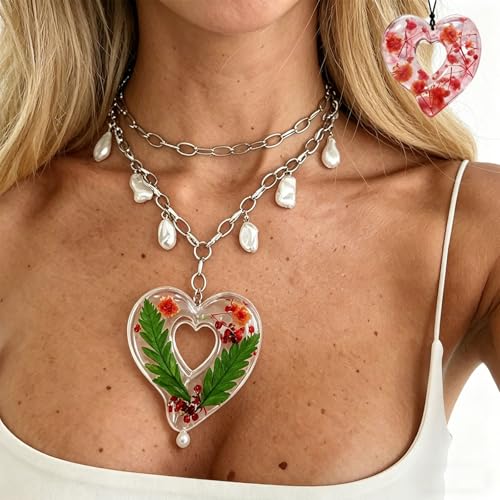 2Pcs Silicone Resin Casting Mold Set for Jewelry Pendants, Round, Oval, Heart and Teardrop Shapes with Hole Silicone Mold for Crafts Keychain Earrings Pendant Epoxy Resin Jewelry Making