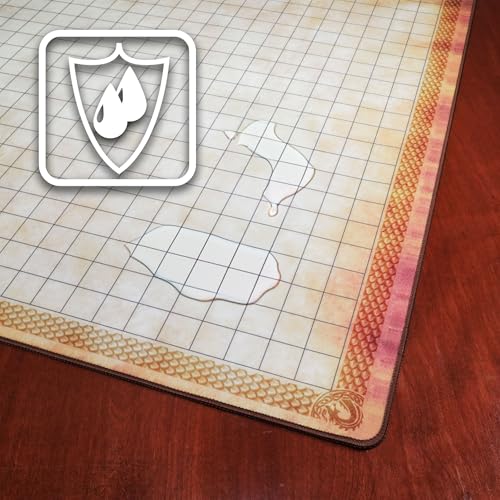 ENHANCE Deluxe DND Map - 3 Foot (36x24in) RPG Grid Mat with Premium Rubber, Non-Slip Grip, No Creasing - Dry Erase DND Mat Set for Masters and Starters, Erasable Parchment with Travel Pouch, Markers