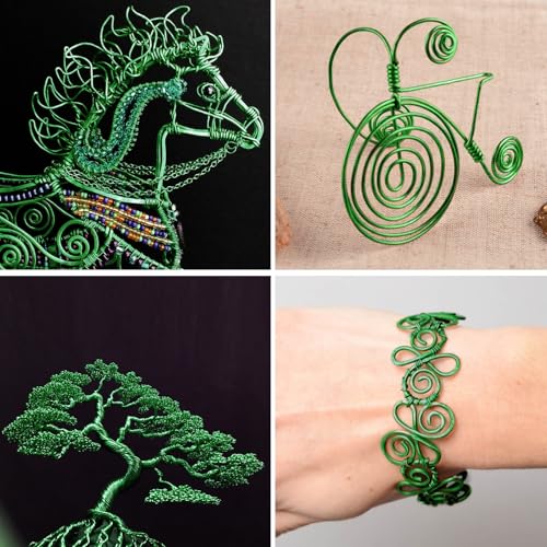328FT 18 Gauge Bendable Green Aluminum Craft Wire for Jewelry Making Craft | 1mm Thick Soft Metal Sculpting Aluminum Armature Wire Roll Bulk for Beading DIY Craft - color: Green, size: 18 Gauge