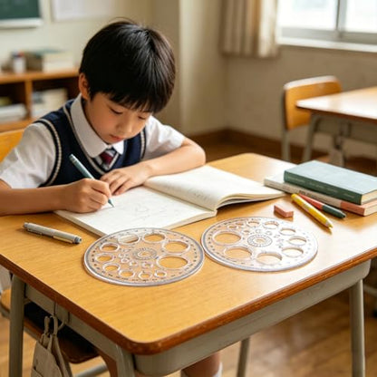 4 Pack Circle Drawing Template, Multi-Size Round Circle Stencil, Plastic Geometric Circle Ruler, Multifunctional Drawing Aid Tool for Student, Design, School, and Office Use(White) - color: white