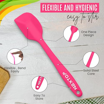 NEXTOP Silicone Spatula 8 Piece Set, Heat-Resistant Non-stick Rubber Spatulas Heat Resistant Seamless One Piece Design Non-Stick Flexible Scrapers Baking Mixing (11 Inches) - size: 11 Inches