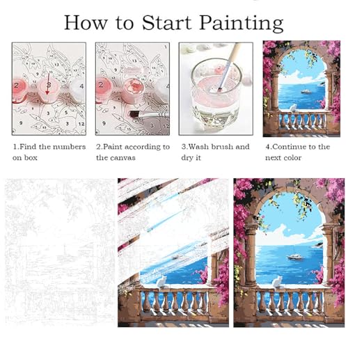ZRIZQ Landscape Paint by Numbers Kits for Adults Beginner,Scenery,16x20 | Full set with wooden brushes,rolled canvas,rich paints.Calming activity.Beginner friendly.Just open and paint. - color: 16"X20"Rolled Canvas(Frameless)-Landscape 14