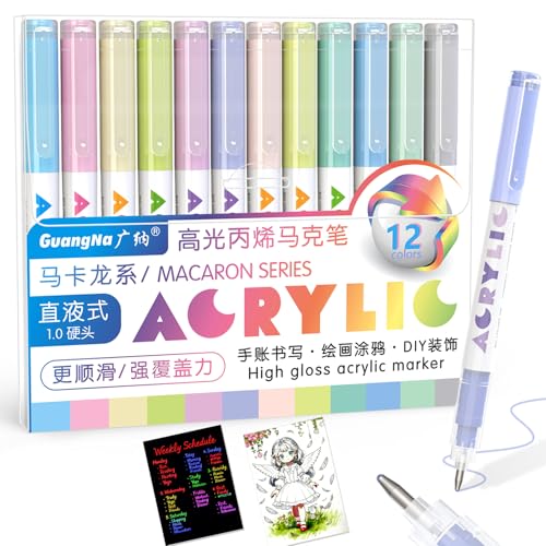 Redfun 12 Colors Acrylic Gel Pens for Coloring,Macaron - color: Macaron