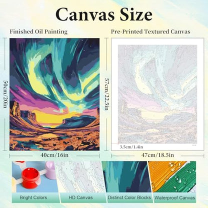 Paint by Numbers Kit for Adults, Aurora DIY Painting Kit, 16x20 Inch - color: CYOP1P12