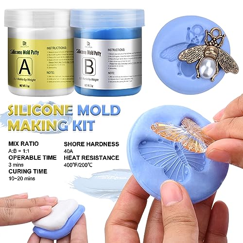 Silicone Putty, 7/8 LB Flexible Silicone Mold Making Kit -1:1 Mixing Ratio | for DIY Soap Making, Handmade Bath Bombs - Vibrant Rainbow Skin Safe Bath Bomb Colorant for Bath Bomb Supplies Kit, Crafts - color: 400g