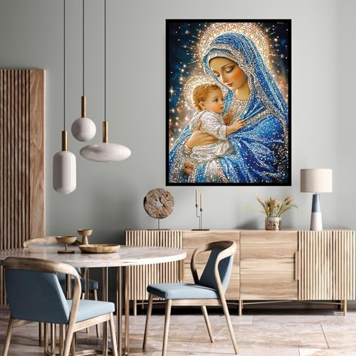 CHWGLFGG 5D Virgin Mary Diamond Art Kits for Adults Beginners 12x16in - color: KM03-1