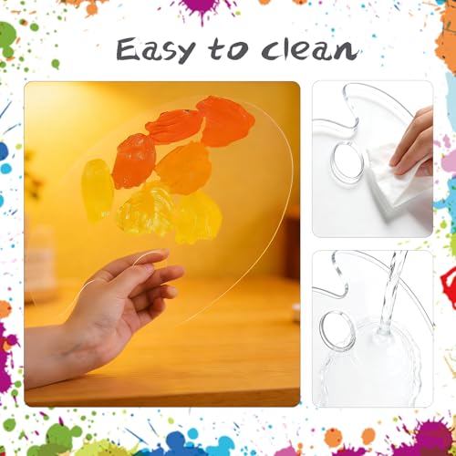 2Pcs Acrylic Clear Paint Palette with Thumb Hole,11.8 x 7.9+9.8 x 5.9In | Paint Pallet for Adults,Easy Clean Non-Stick Artist Pallet for Oil Watercolor Craft DIY Art Painting Palette - color: Clear-11.8*7.9+9.8*5.9inch