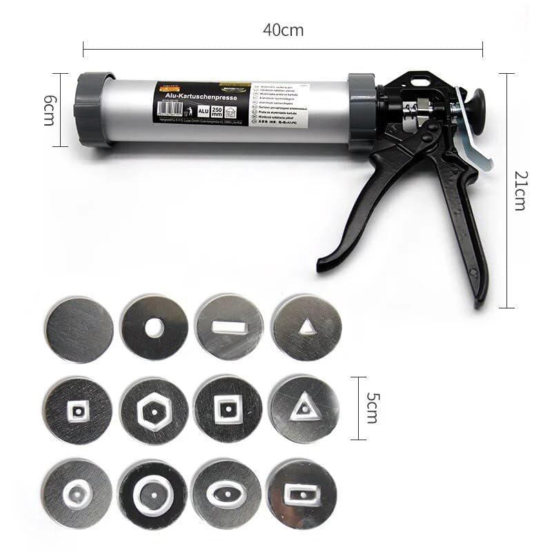 Lovemine Versatile Clay Gun,Clay Extruder Gun w/12 Different Molds + 1 Solid Disc + 1 pc Clay Throwing Cloth,Handheld Extruder Clay Tool for Sculpturin