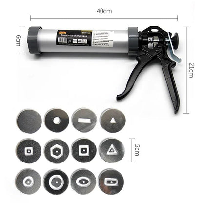 Lovemine Versatile Clay Gun,Clay Extruder Gun w/12 Different Molds + 1 Solid Disc + 1 pc Clay Throwing Cloth,Handheld Extruder Clay Tool for Sculpturin