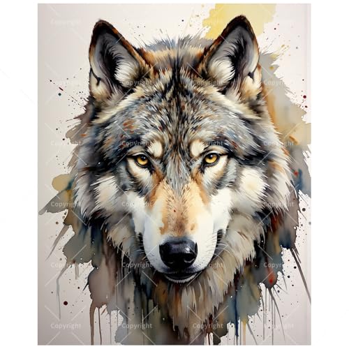 Wildlife Paint by Numbers Kit for Adults - DIY Realistic Wolf Face with Intense Eyes Painting on Canvas 16x20 Inches, Acrylic Paint Set, Suitable for Beginners, Animal Art for Home or Gifts - color: TCXY05719, size: 16X20IN Folded