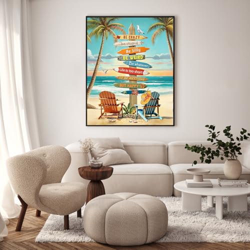 Paint by Numbers Kit for Adults, Beach Sign Number Painting, 16 x 20 Inch | DIY Adult Paint by Number Kit on Canvas for Beginners, without Frame, Coastal Wall Decor, Stress Relief Craft Gift - color: TRTDNF1P404