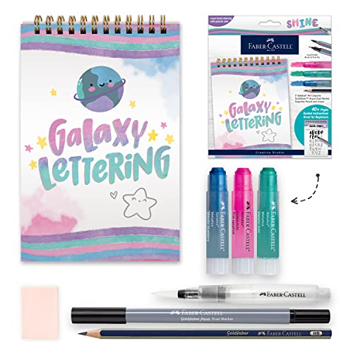 Faber-Castell Galaxy Lettering - Hand Lettering Kit for Teens and Adult Beginners | Back to School Supplies | DIY Kit with 40 Page Activity Book and Art Supplies