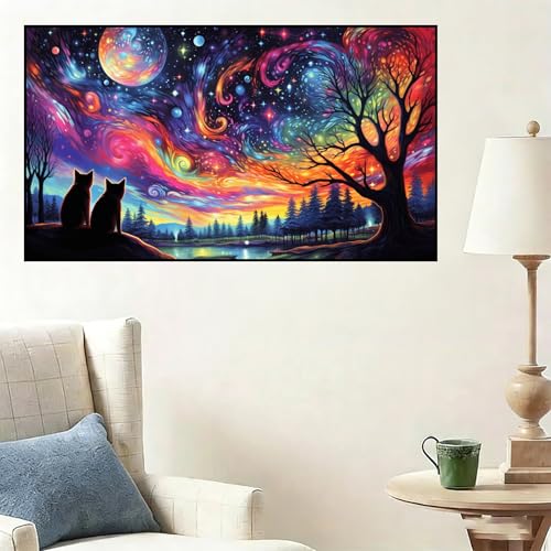 Extra Large Diamond Painting Kits for Adults, 5D Diamond Art Kits 28x16 In - color: Starry Night Large Diamond Painting