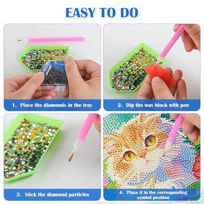 Leixonl Diamond Art Kits for Kids with Framed (7 in) Cartoon Animals DIY Gem Art Painting - Arts & Crafts Gifts for Beginners & Teens (1p-6 in-cat-02) - color: 1p-6 in-cat-02