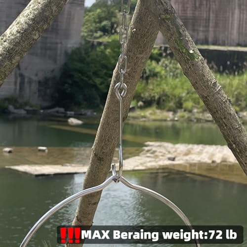 Stainless Steel Camping Tripod Board,Turn Branches into Campfire Tripod | Campfire Support Plate with Adjustable Chain for Hanging Cookware,Rustproof,Portable Camping Gear - color: Plus-2