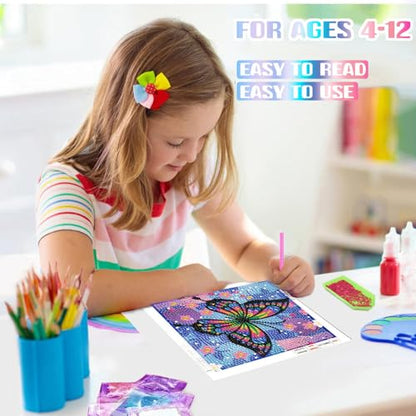Butterfly Diamond Art Painting Kits for Kids with Frame Ages 6-12 (7x7 in) - color: CC025