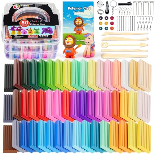 CiaraQ 50-Color Polymer Clay Oven Bake Modeling Kit - color: 50 Colors, size: 25g / pcs