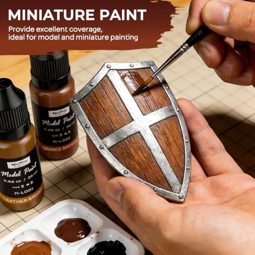 Nicpro 10 Colors Wood & Leather Model Paint Set, 20ml Ready to Use - style: Wood & Leather